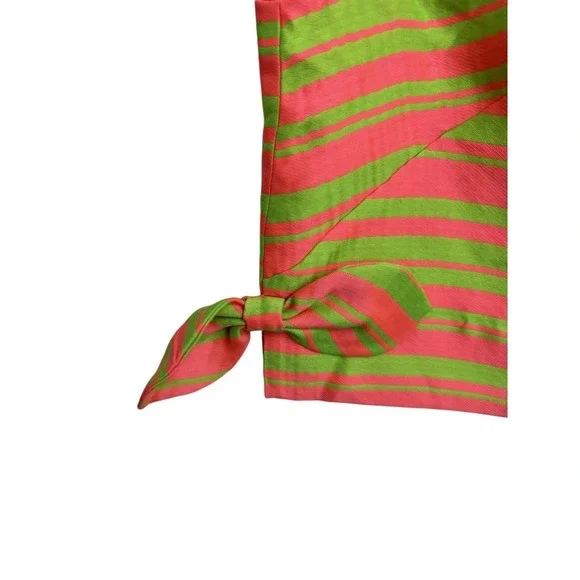 Trina Turk Cayley Pink & Chartreuse Striped Bow Top NWT Size 10 - Picture 3 of 5